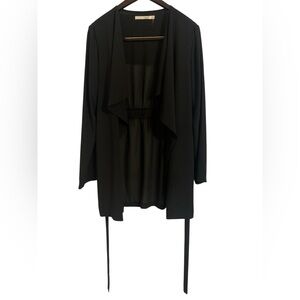HAVE Waterfall Sheer Black Topper – Size Large – Lightweight Layering Cardigan